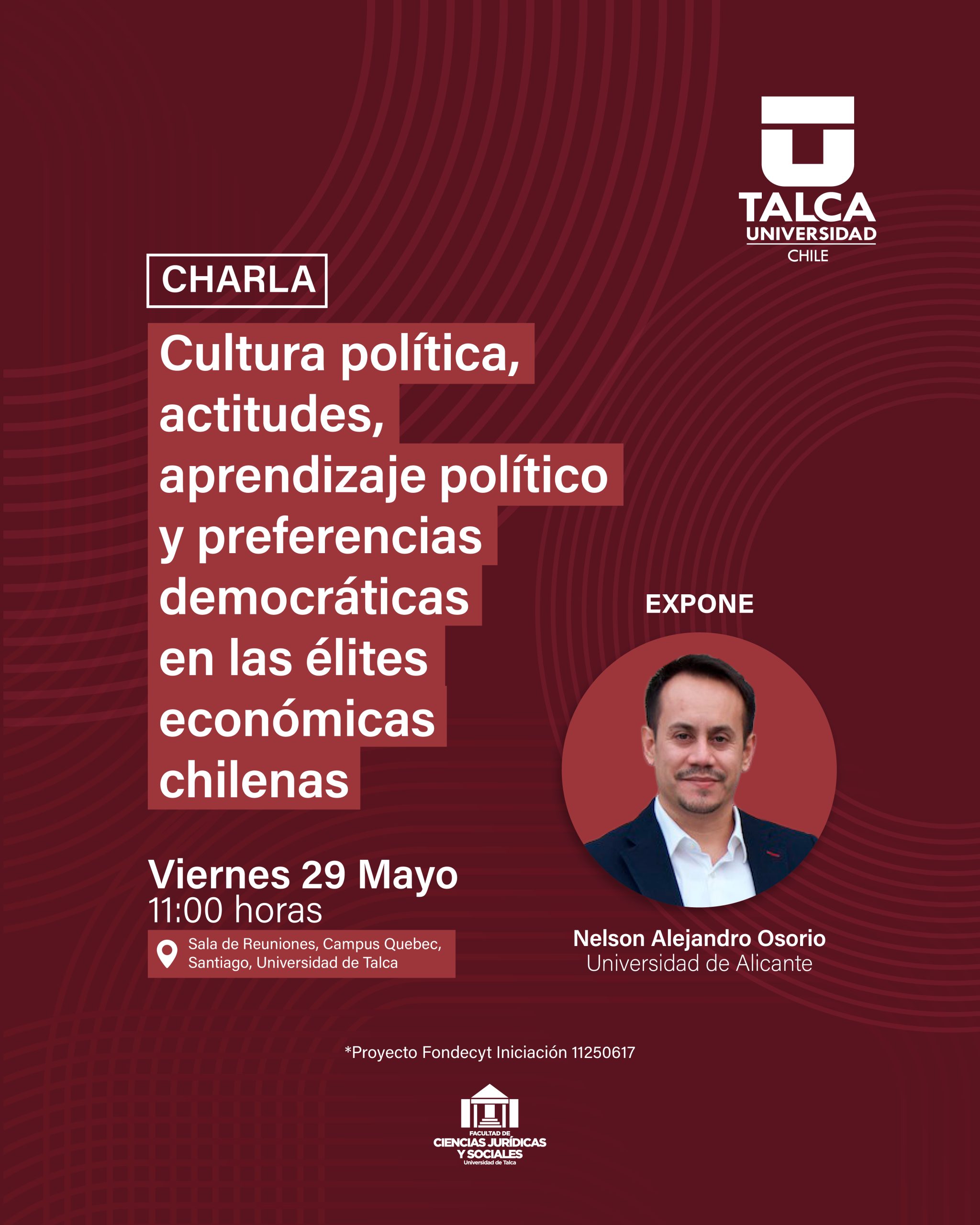 Charla “Cultura política, actitudes, aprendizaje político y preferencias democráticas en las élites económicas chilenas”